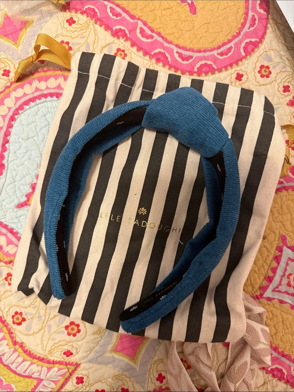Lele Sadoughi Teal Knotted Headband